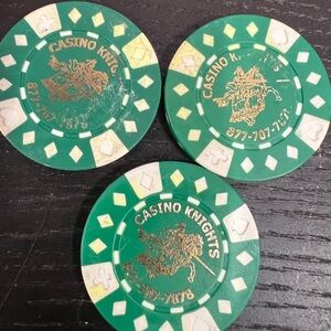 3 Vintage Casino Knights Chips